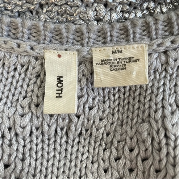 Anthropologie Moth Sana Knit Silver Metallic Sweater Tank - Picture 6 of 7